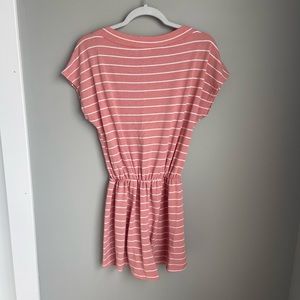 Pink + white striped romper